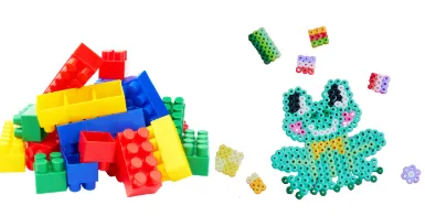 Image of Lego and Perler Bead creations.