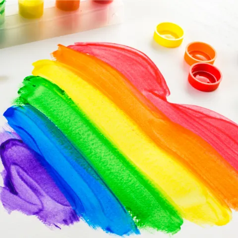 Image of rainbow heart shape.