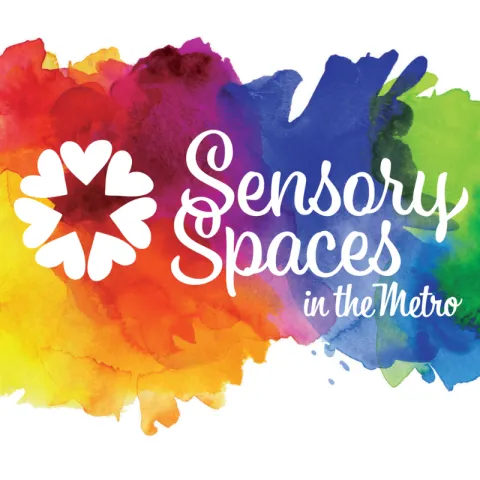 Image of bright colors with words Sensory Spaces.