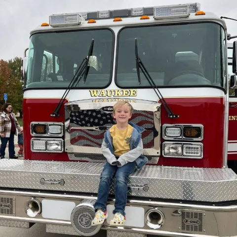 Boy on Fire Truck