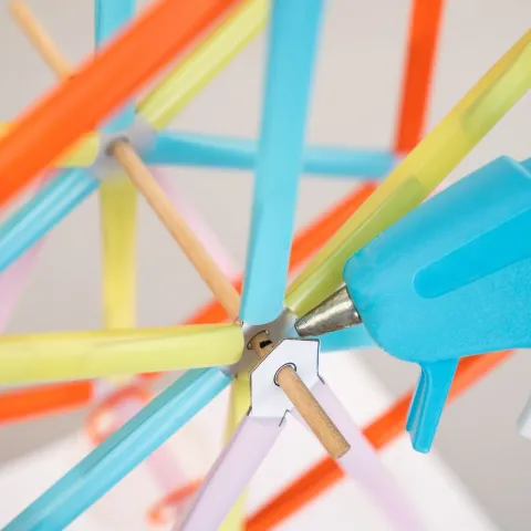 straws and glue gun