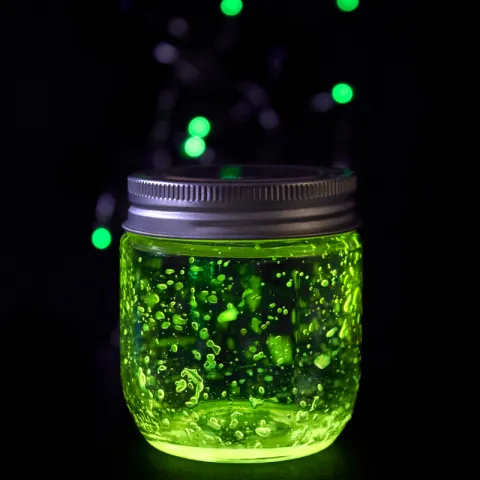 jar with green glowing slime