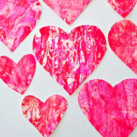 pink and red paper hearts