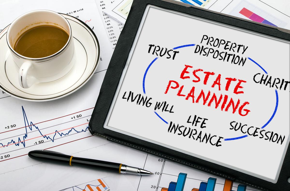 Image of coffee and notes that say Estate Planning.