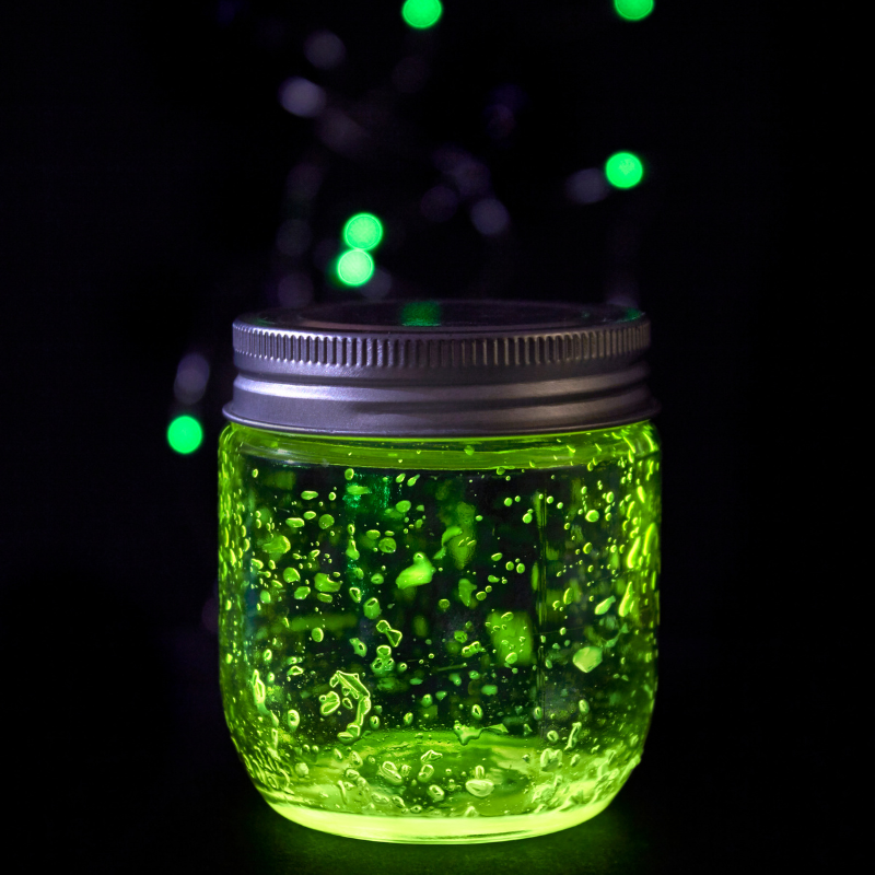 jar with green glowing slime