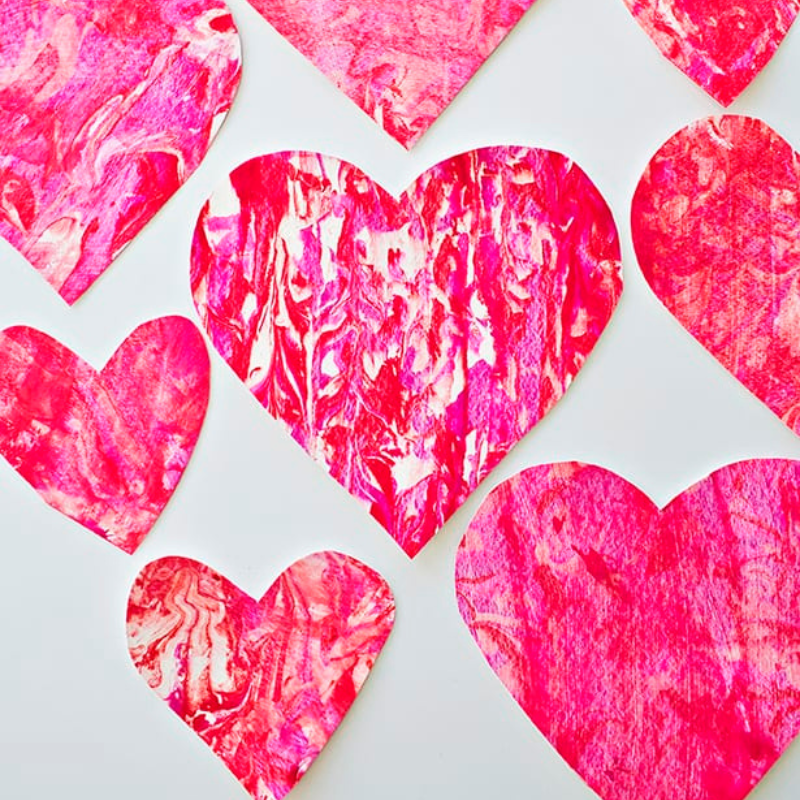 pink and red paper hearts