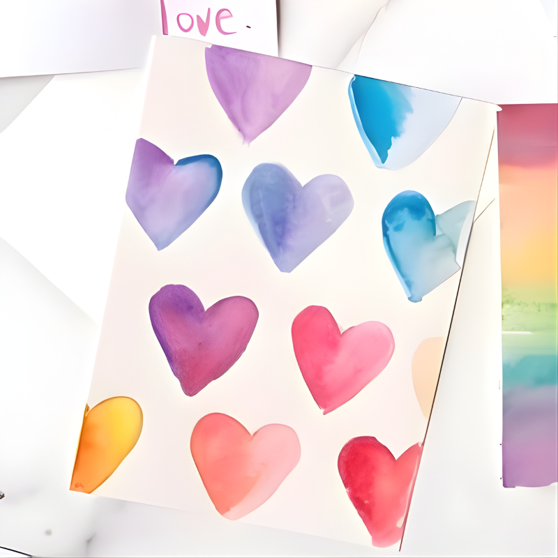 Image of card with hearts.