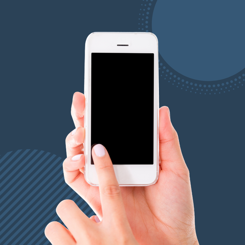 Two hands hold a smartphone up and tap the screen.